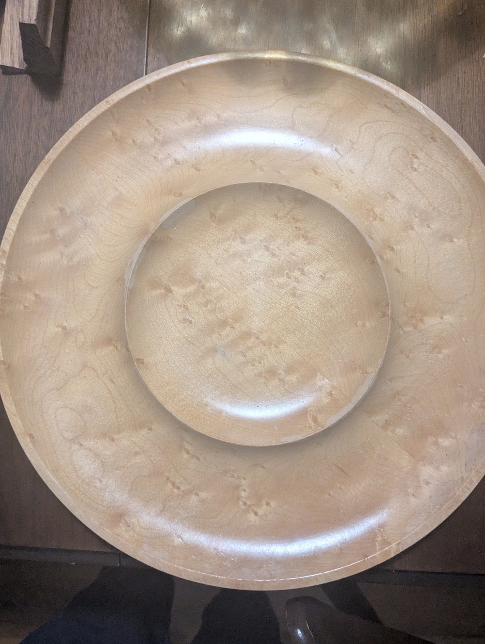 Vintage 60s Birdseye Maple Hand Turned Tray By Leavitt's PEI